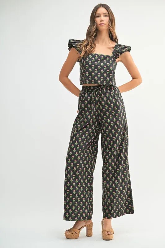 MABLE Floral Print Ruffle Top and Pants Set - Chaelisa's New Jammies