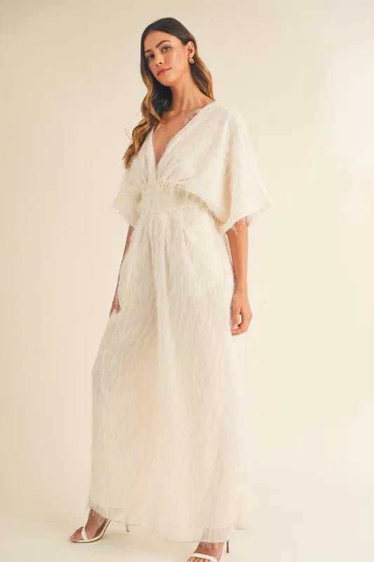 MABLE Fluffy Deep V Neck Wide Leg Jumpsuit - Chaelisa's New Jammies