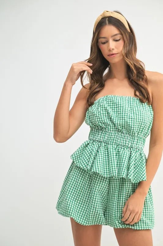MABLE Gingham Tube Top and Shorts Set - Chaelisa's New Jammies