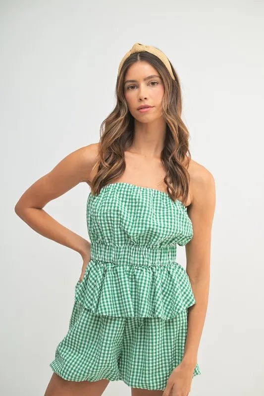 MABLE Gingham Tube Top and Shorts Set - Chaelisa's New Jammies