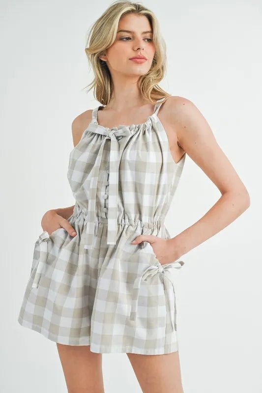 MABLE Plaid Sleeveless Button Down Romper - Chaelisa's New Jammies