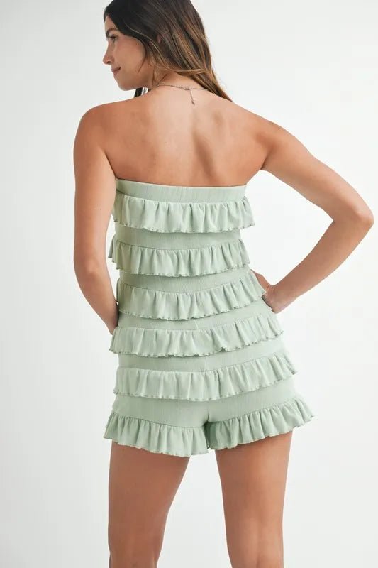 MABLE Pointelle Knit Fabric Ruffled Tube Romper - Chaelisa's New Jammies
