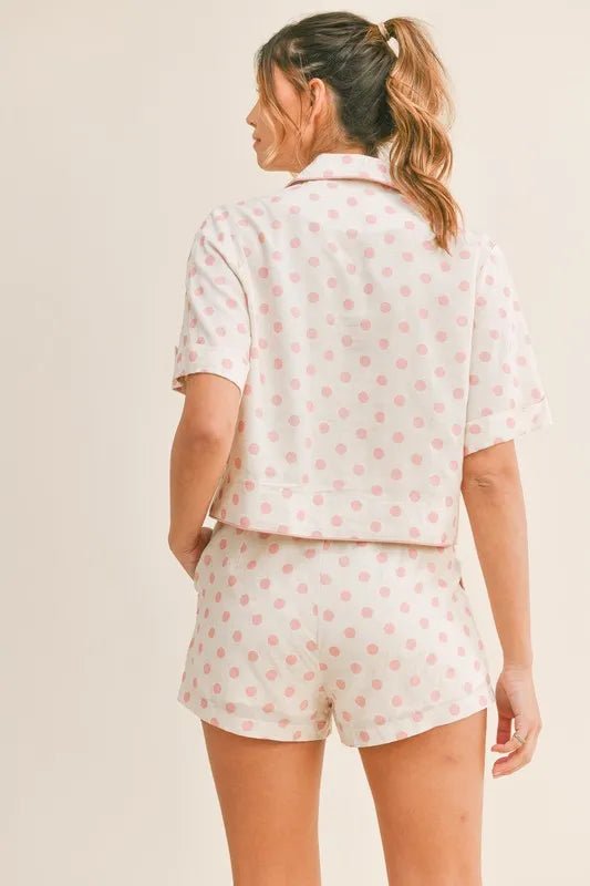 MABLE Polka Dot Collar Crop Top and Short Lounge Set - Chaelisa's New Jammies