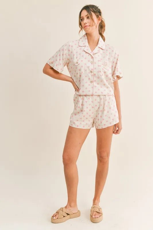 MABLE Polka Dot Collar Crop Top and Short Lounge Set - Chaelisa's New Jammies