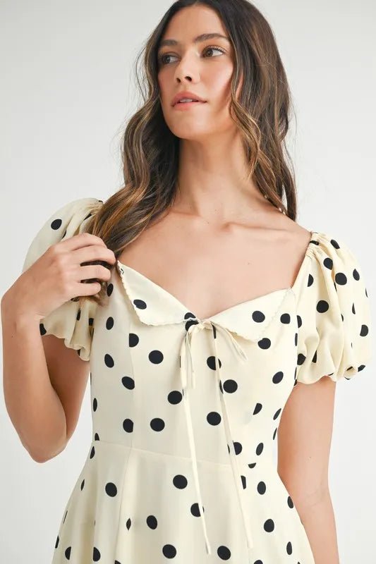 MABLE Polka Dot Puff Sleeve Midi Dress - Chaelisa's New Jammies