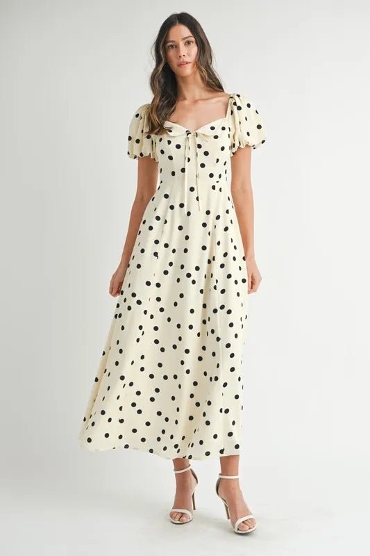MABLE Polka Dot Puff Sleeve Midi Dress - Chaelisa's New Jammies