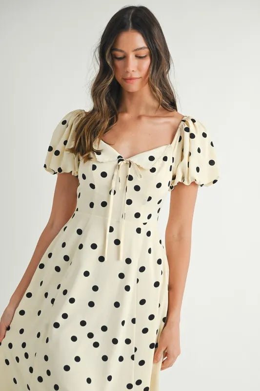 MABLE Polka Dot Puff Sleeve Midi Dress - Chaelisa's New Jammies