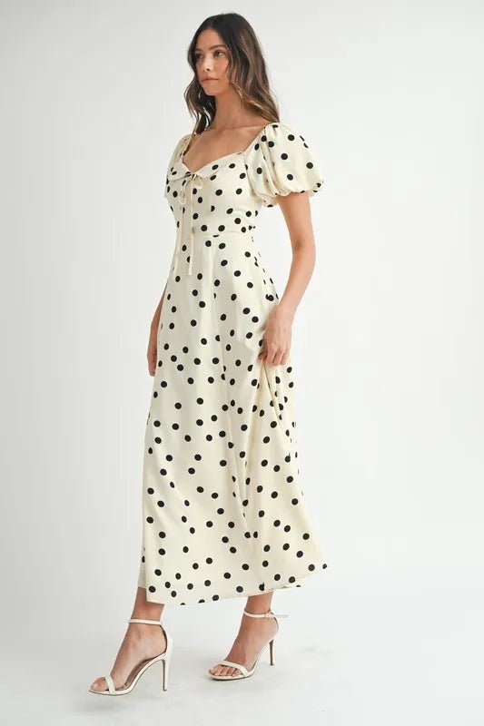 MABLE Polka Dot Puff Sleeve Midi Dress - Chaelisa's New Jammies