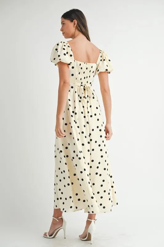 MABLE Polka Dot Puff Sleeve Midi Dress - Chaelisa's New Jammies