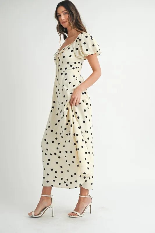 MABLE Polka Dot Puff Sleeve Midi Dress - Chaelisa's New Jammies