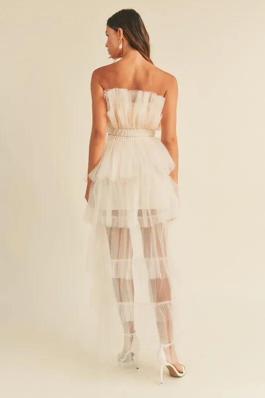 MABLE Tulle Tube Ruffle Crop Top and High Low Maxi Skirt Set - Chaelisa's New Jammies