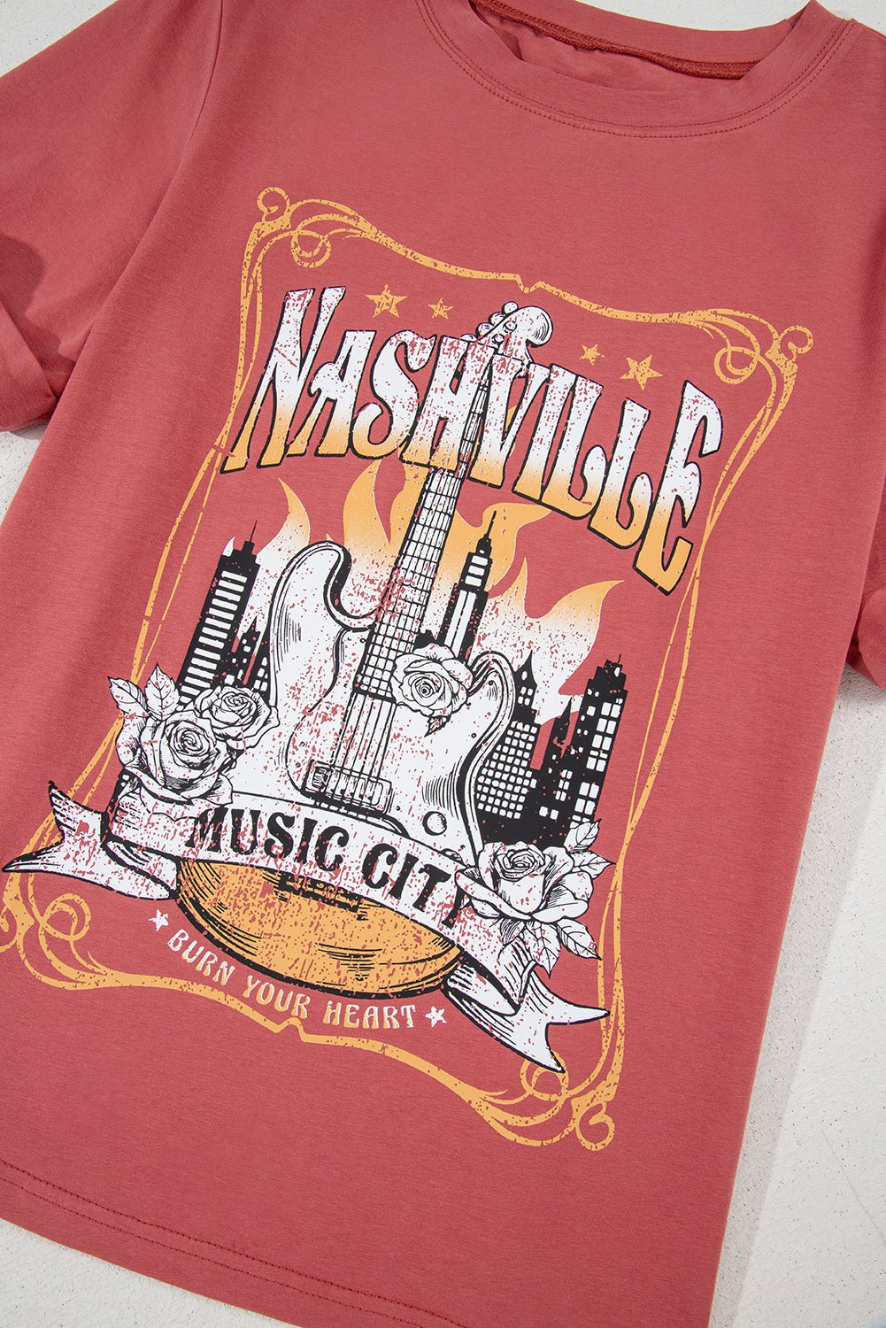 Mineral Red Nashville Music City Graphic Retro Fashion Tee - Chaelisa's New Jammies