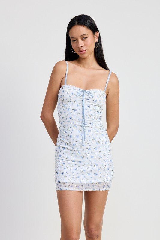 MINI FLORAL DRESS WITH PEEK A BOO LACE - Chaelisa's New Jammies