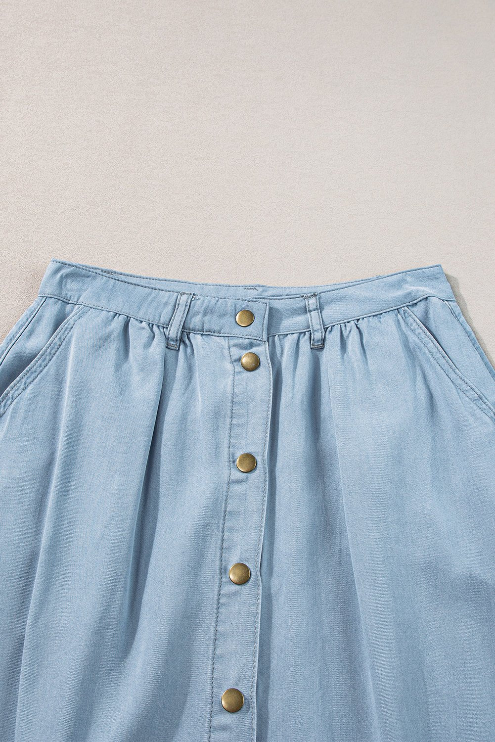 Mist Blue Fully Buttoned Long Denim Skirt - Chaelisa's New Jammies