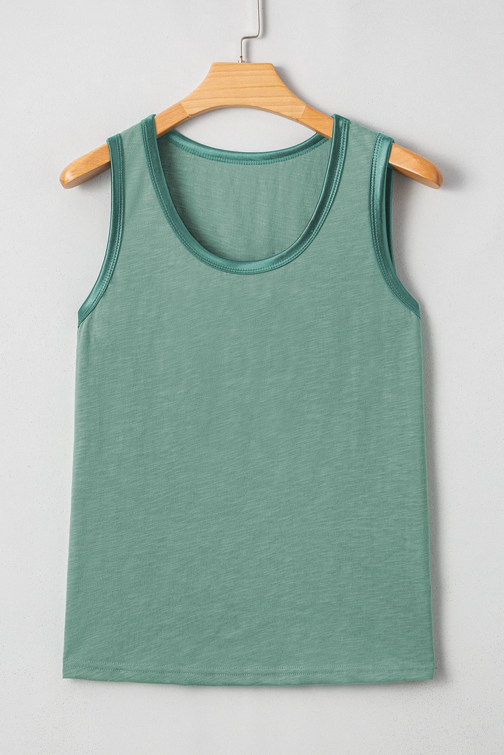 Mist Green Metallic Sheen Edge Scoop Neck Tank Top - Chaelisa's New Jammies
