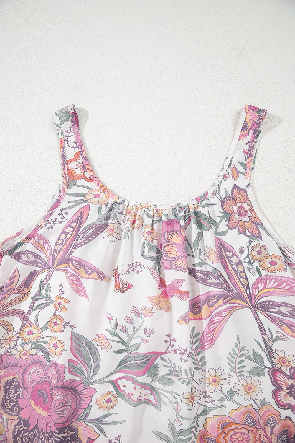 Multicolour Floral Print Fringed Tie U Neck Sleeveless Mini Dress - Chaelisa's New Jammies
