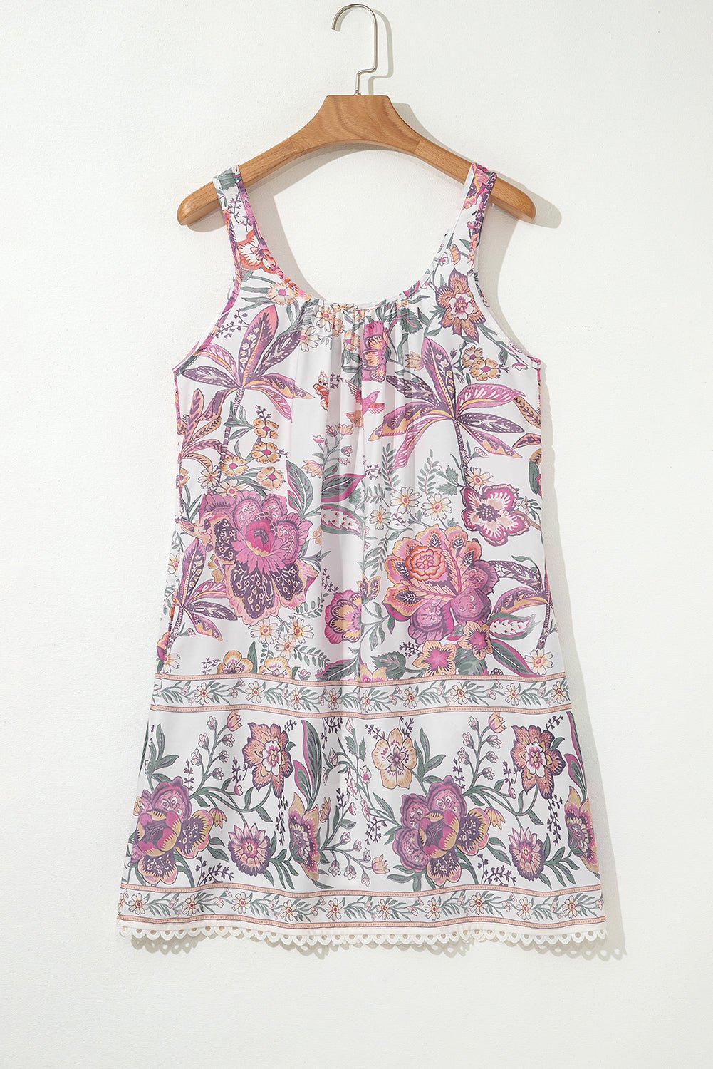 Multicolour Floral Print Fringed Tie U Neck Sleeveless Mini Dress - Chaelisa's New Jammies