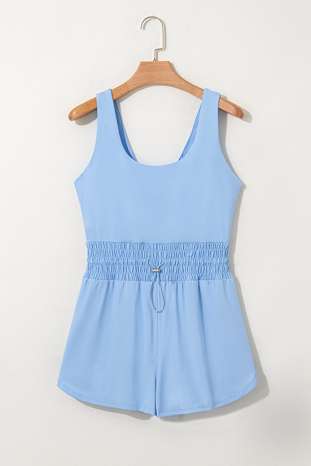 Myosotis Plain Sleeveless Loop Drawstring Cinched Waist Romper - Chaelisa's New Jammies