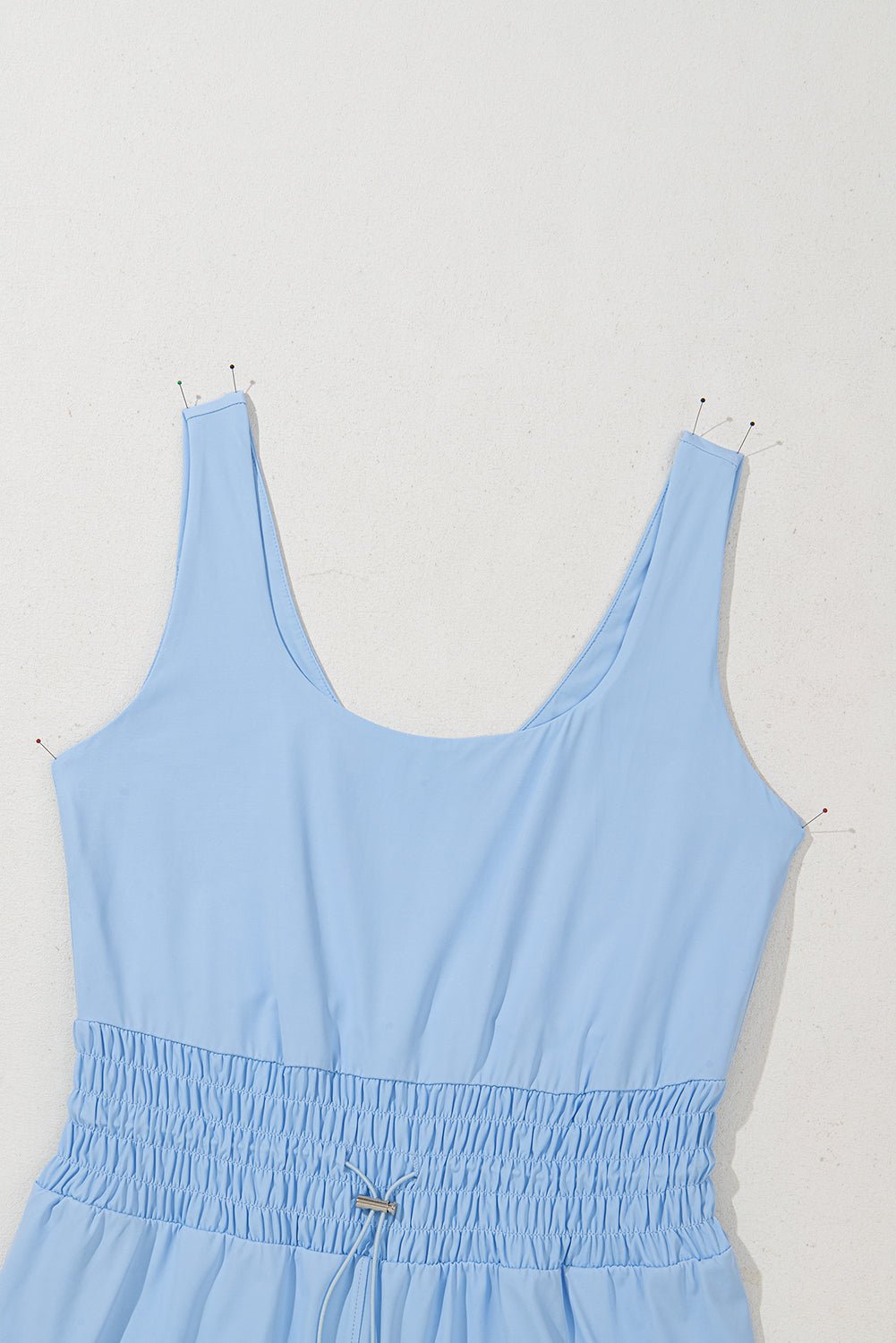 Myosotis Plain Sleeveless Loop Drawstring Cinched Waist Romper - Chaelisa's New Jammies