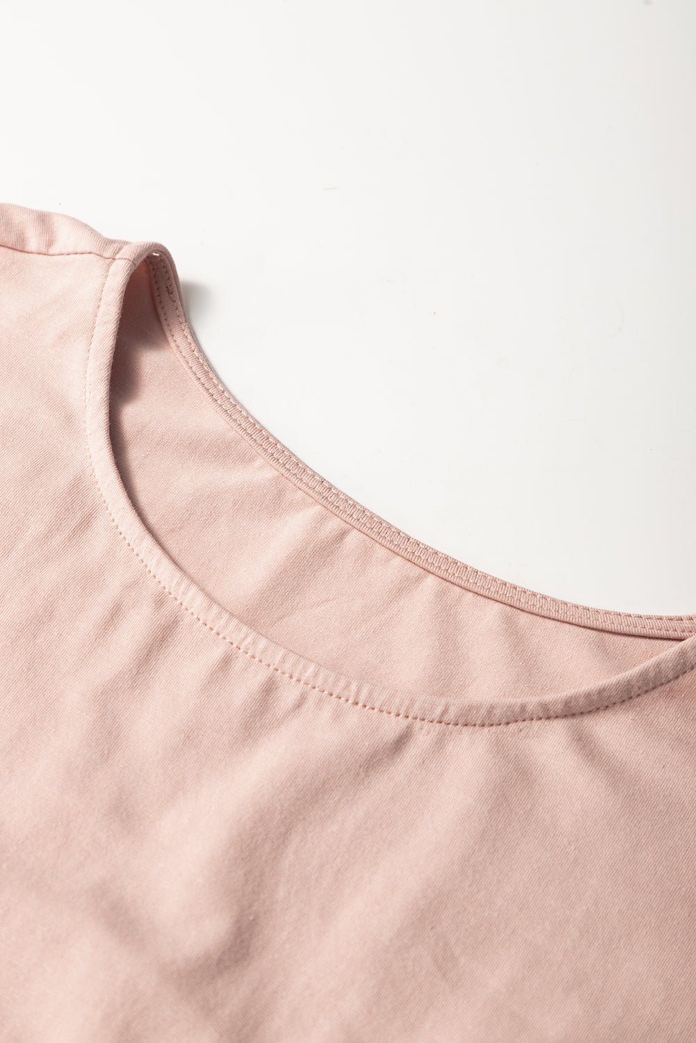 Oatmeal Frilled Trim Crew Neck Loose Fit Mini Dress - Chaelisa's New Jammies