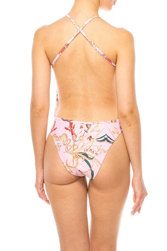 ONE PIECE BATHING SUIT FLORAL PRINT DEEP CUT FRONT - Chaelisa's New Jammies