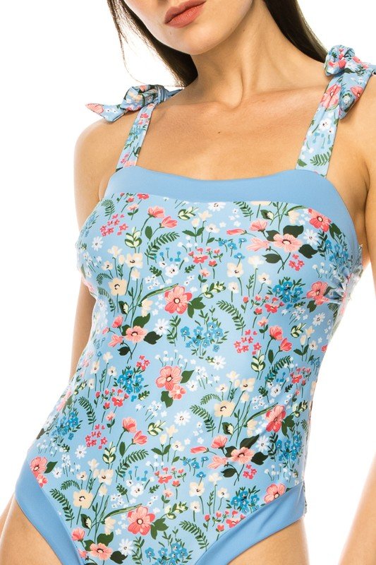 ONE PIECE BATHING SUIT FLORAL PRINT SHOULER TOP TI - Chaelisa's New Jammies
