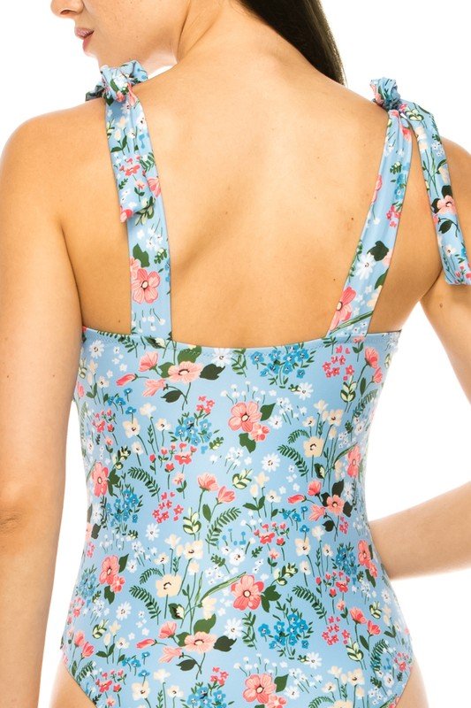 ONE PIECE BATHING SUIT FLORAL PRINT SHOULER TOP TI - Chaelisa's New Jammies