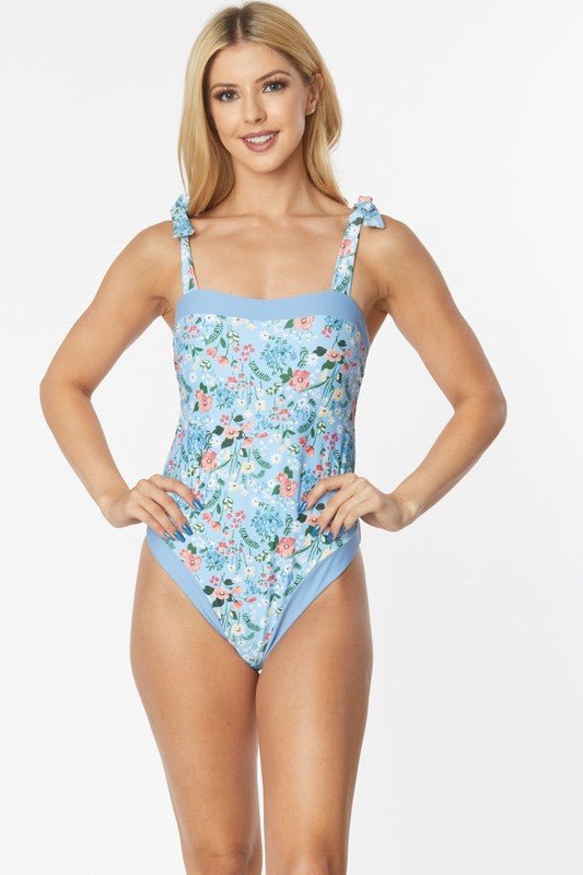 ONE PIECE BATHING SUIT FLORAL PRINT SHOULER TOP TI - Chaelisa's New Jammies