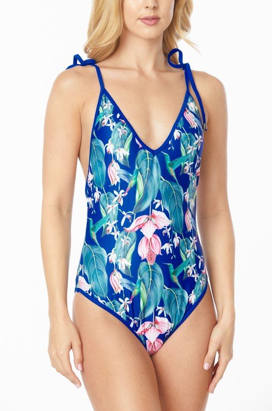 ONE PIECE BATHING SUIT FLORAL PRINT SHOULER TOP TI - Chaelisa's New Jammies