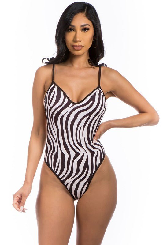 ONE - PIECE ZEBRA PRINT BATHING SUIT - Chaelisa's New Jammies