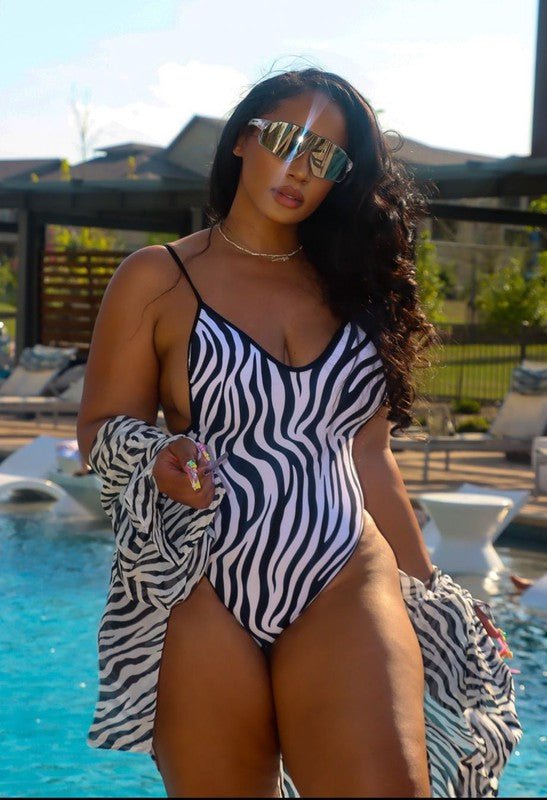 ONE - PIECE ZEBRA PRINT BATHING SUIT - Chaelisa's New Jammies