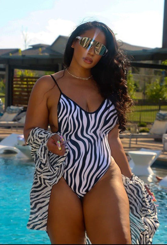 ONE - PIECE ZEBRA PRINT BATHING SUIT - Chaelisa's New Jammies