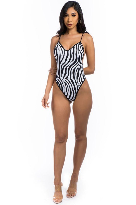 ONE - PIECE ZEBRA PRINT BATHING SUIT - Chaelisa's New Jammies