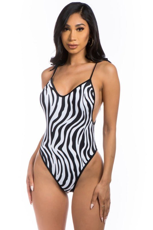 ONE - PIECE ZEBRA PRINT BATHING SUIT - Chaelisa's New Jammies