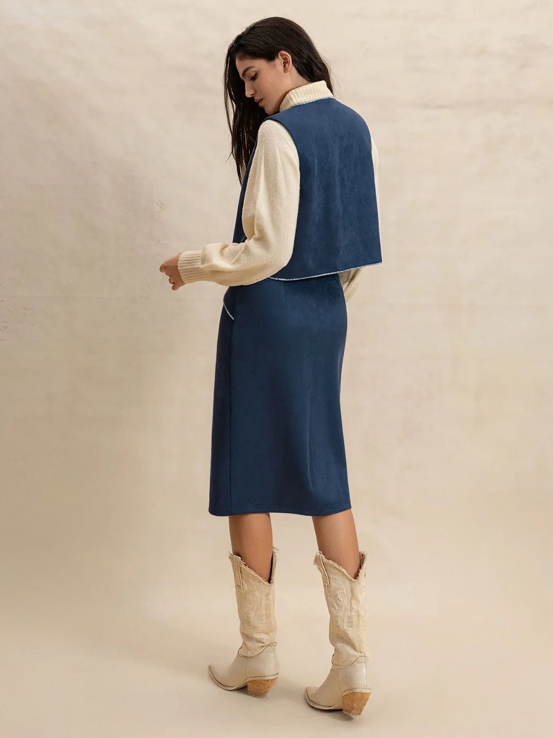 Open Front Vest and Buttoned Skirt Set - Chaelisa's New Jammies