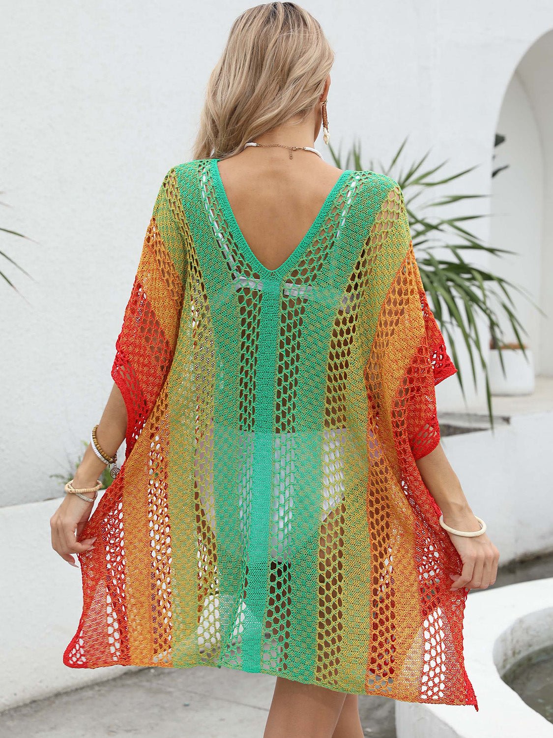 Openwork Contrast V - Neck Cover - Up - Chaelisa's New Jammies