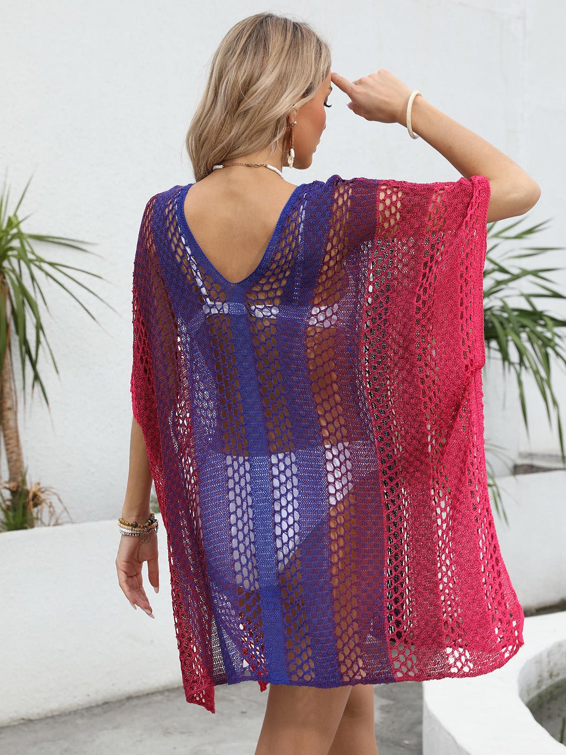 Openwork Contrast V - Neck Cover - Up - Chaelisa's New Jammies