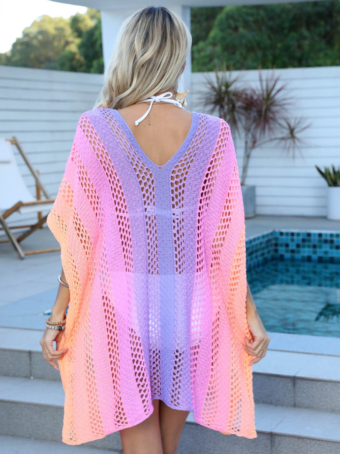 Openwork Contrast V - Neck Cover - Up - Chaelisa's New Jammies