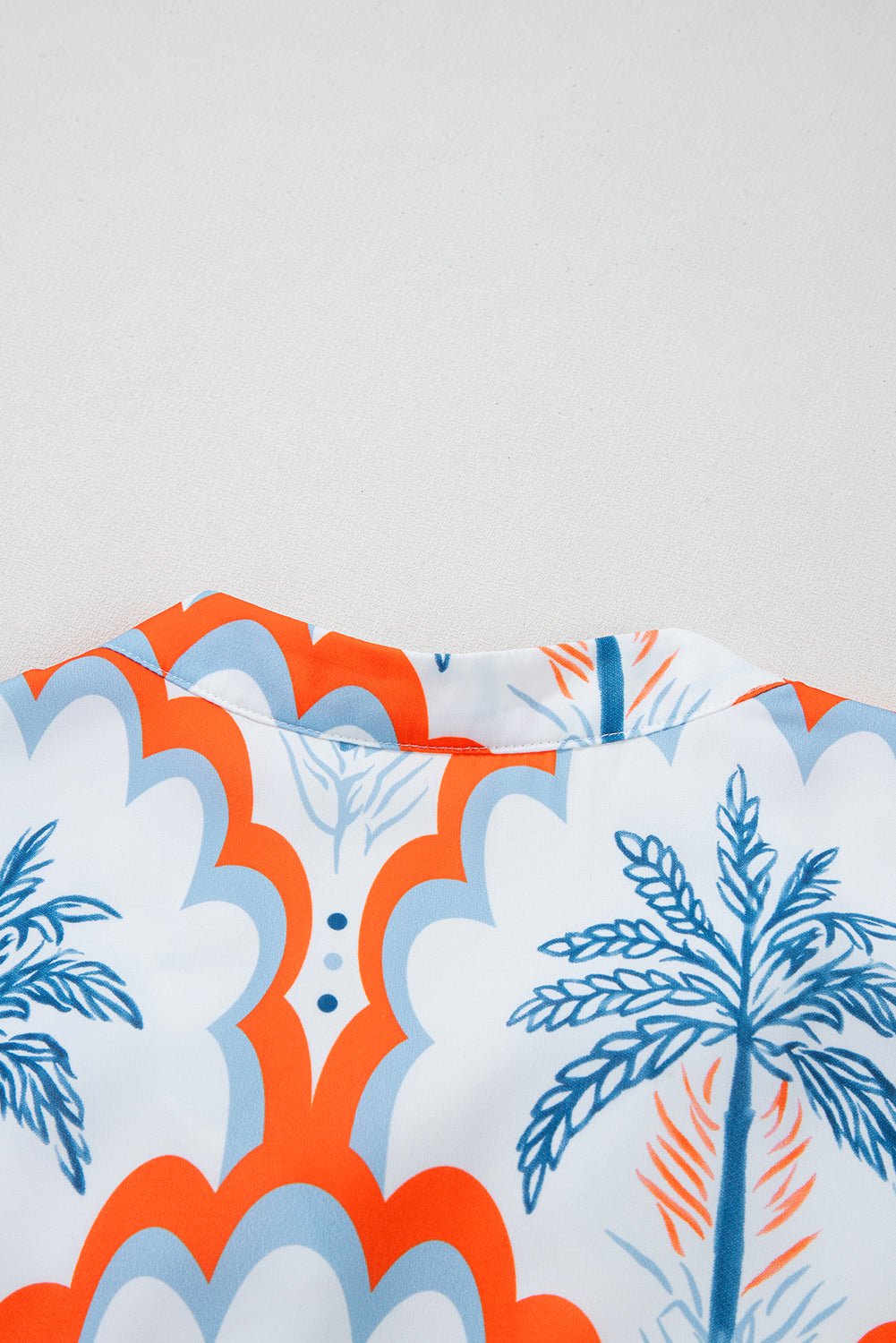 Orange Contrast Palm Tree Printed Short Sleeve Flowy Dress - Chaelisa's New Jammies