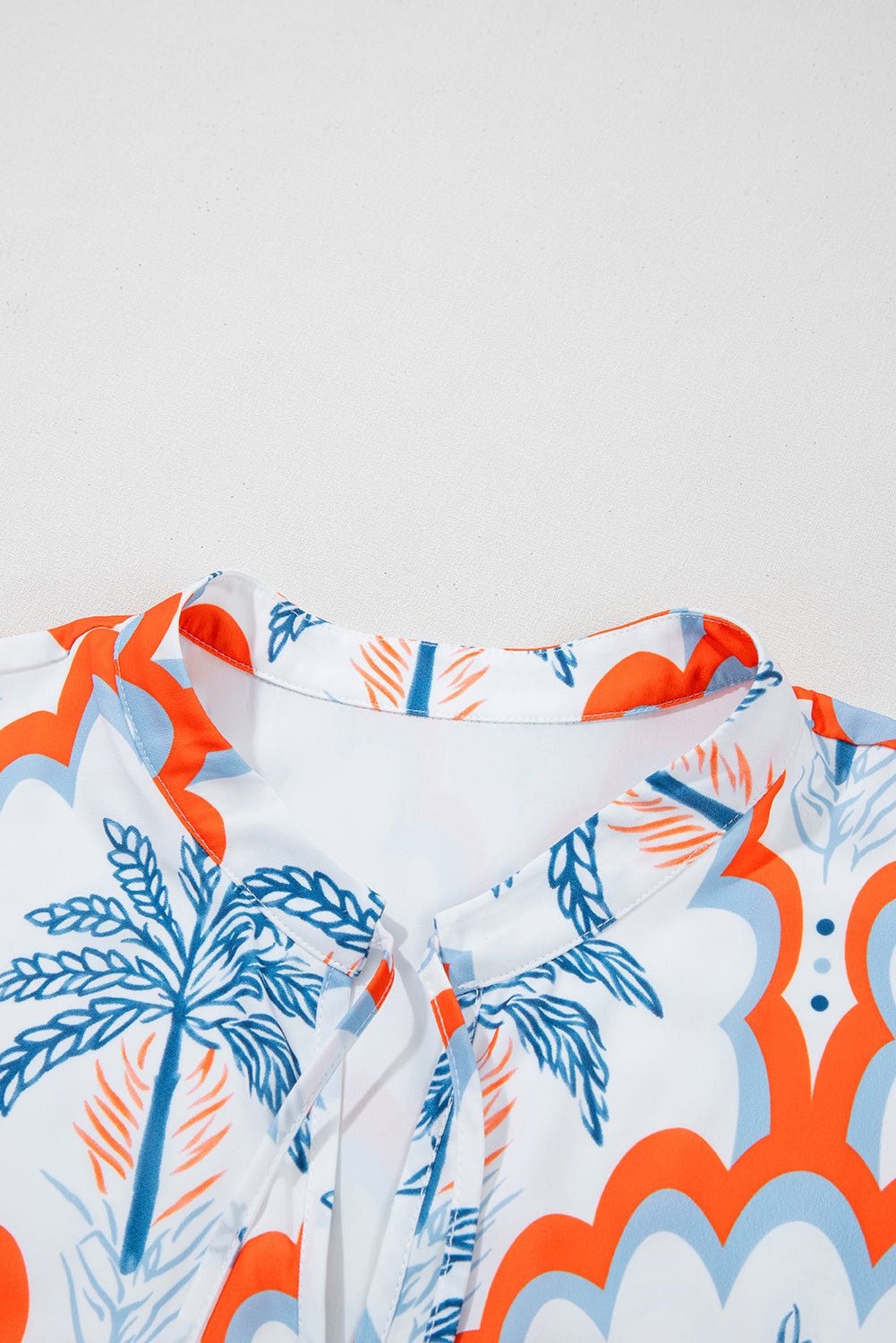Orange Contrast Palm Tree Printed Short Sleeve Flowy Dress - Chaelisa's New Jammies