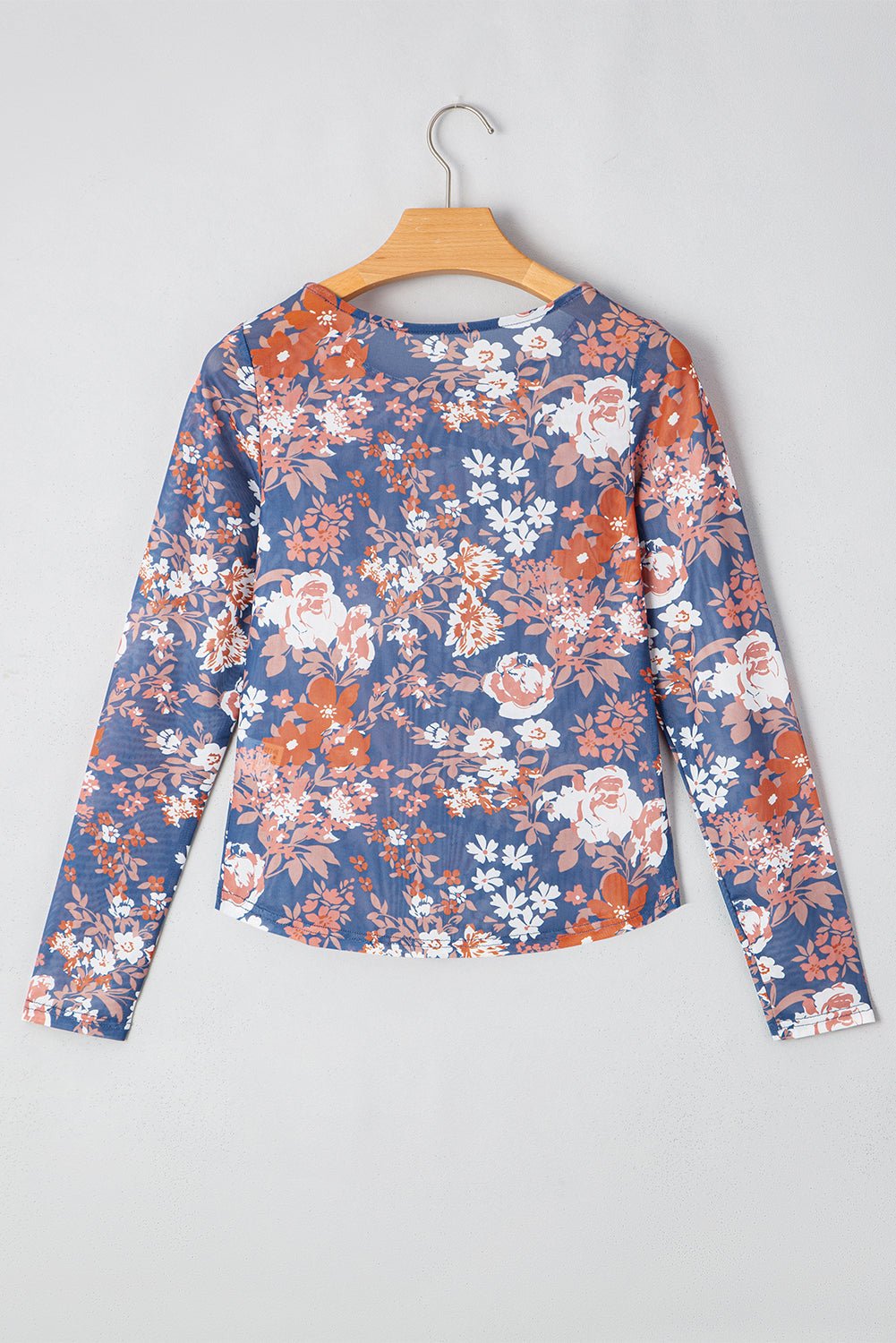 Orchid Petal Floral Print Mesh Fitted Long Sleeve Top - Chaelisa's New Jammies