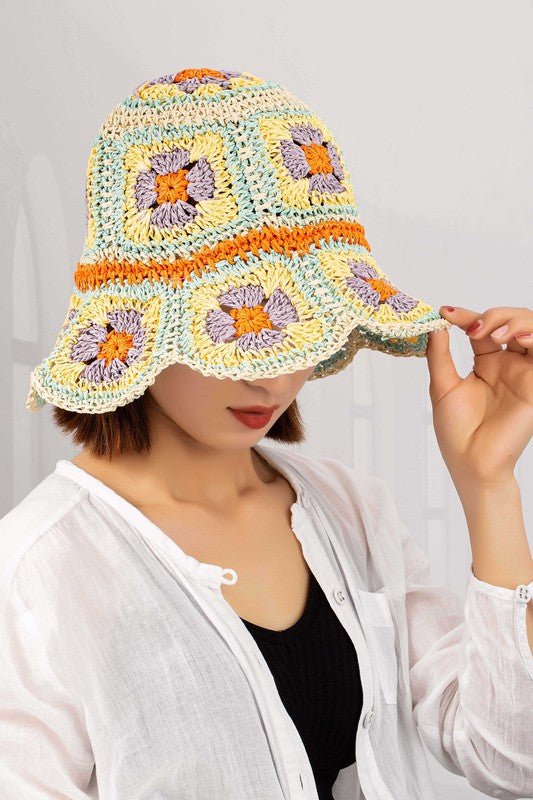 Packable crochet granny square bucket hat - Chaelisa's New Jammies