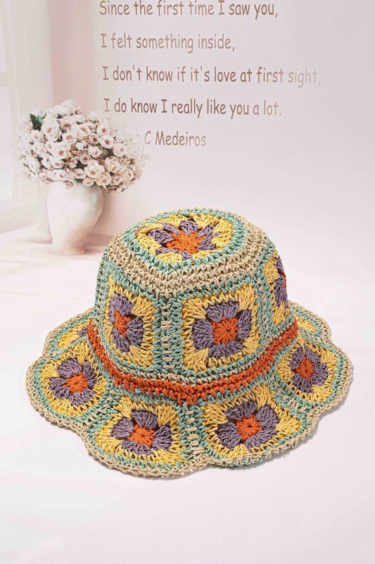 Packable crochet granny square bucket hat - Chaelisa's New Jammies
