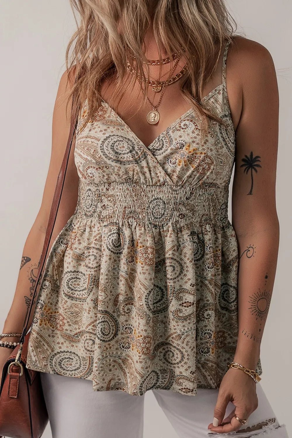 Paisley Printed Smocked Babydoll Cami - Chaelisa's New Jammies
