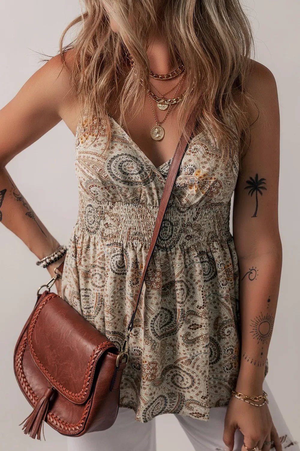 Paisley Printed Smocked Babydoll Cami - Chaelisa's New Jammies