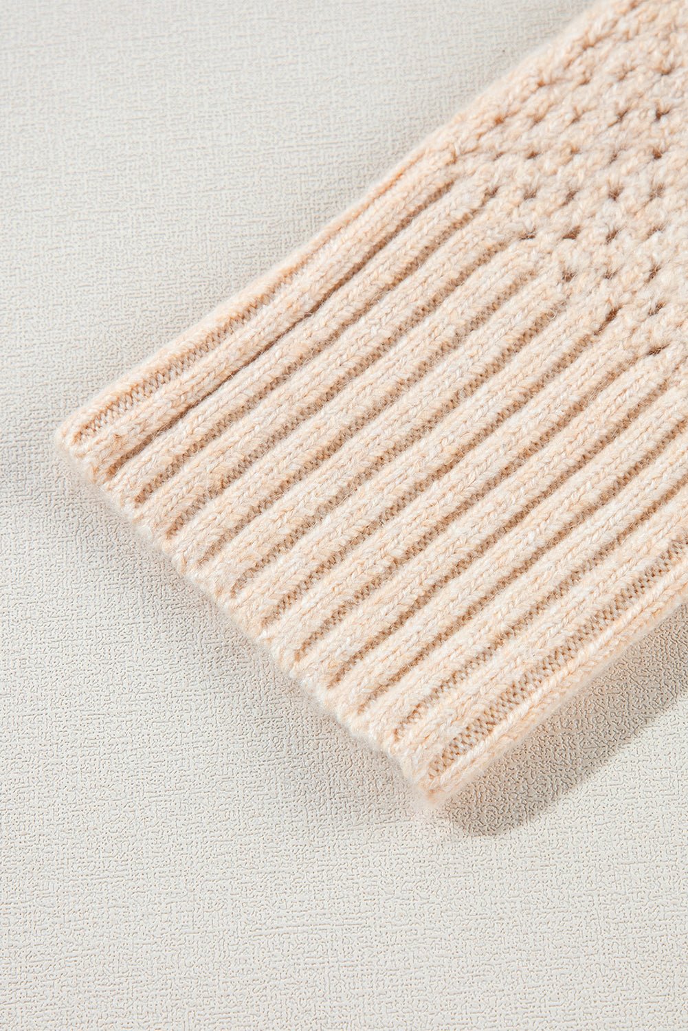 Parchment Loose Eyelet V Neck Drop Shoulder Sweater - Chaelisa's New Jammies