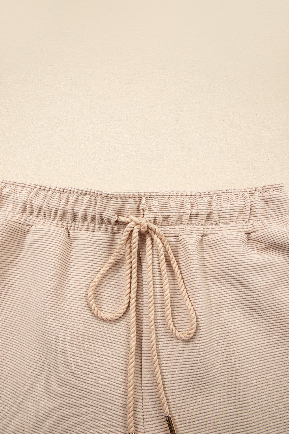 Parchment Textured Half Zip Kangaroo Pocket Top Drawstring Shorts Set - Chaelisa's New Jammies