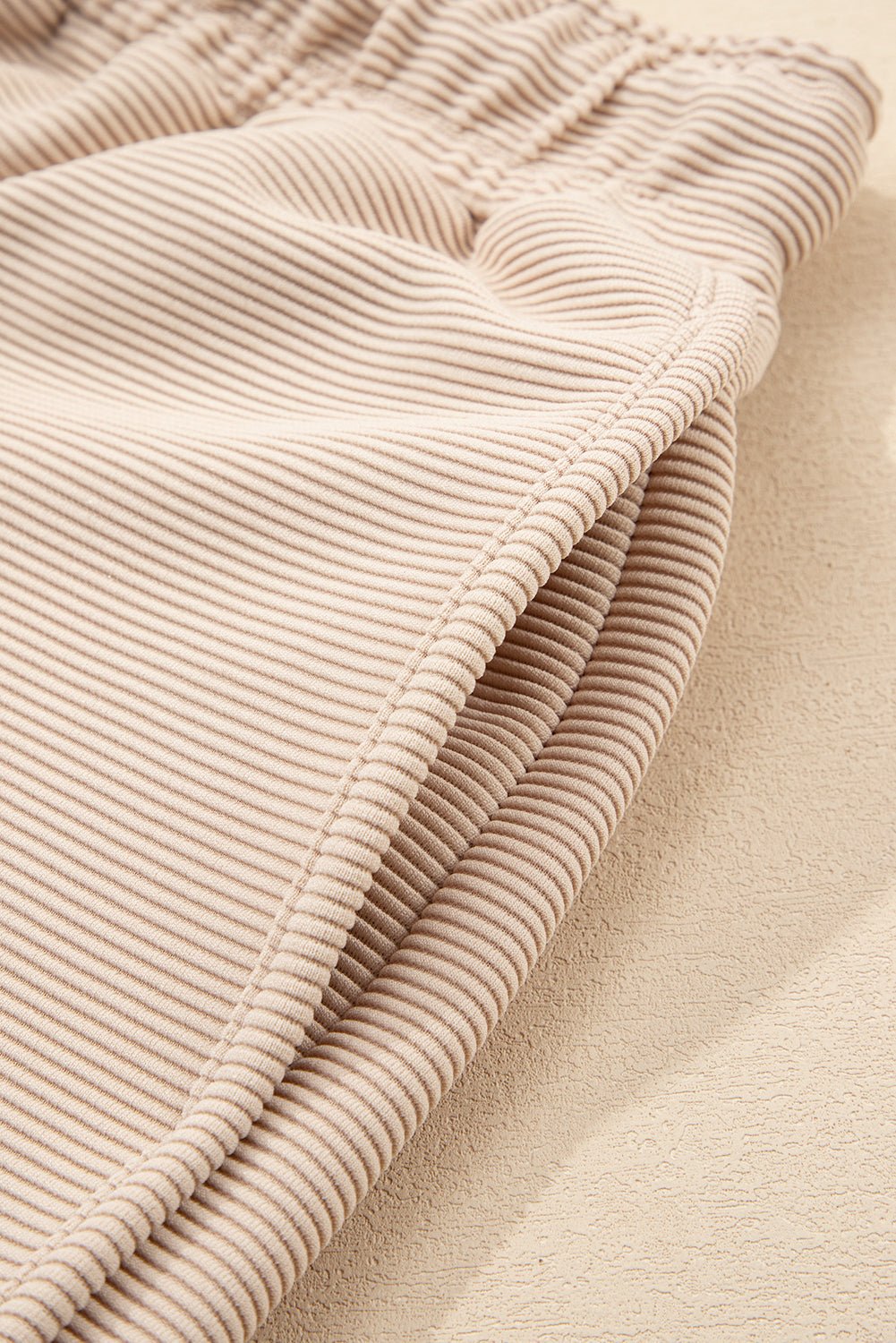 Parchment Textured Half Zip Kangaroo Pocket Top Drawstring Shorts Set - Chaelisa's New Jammies