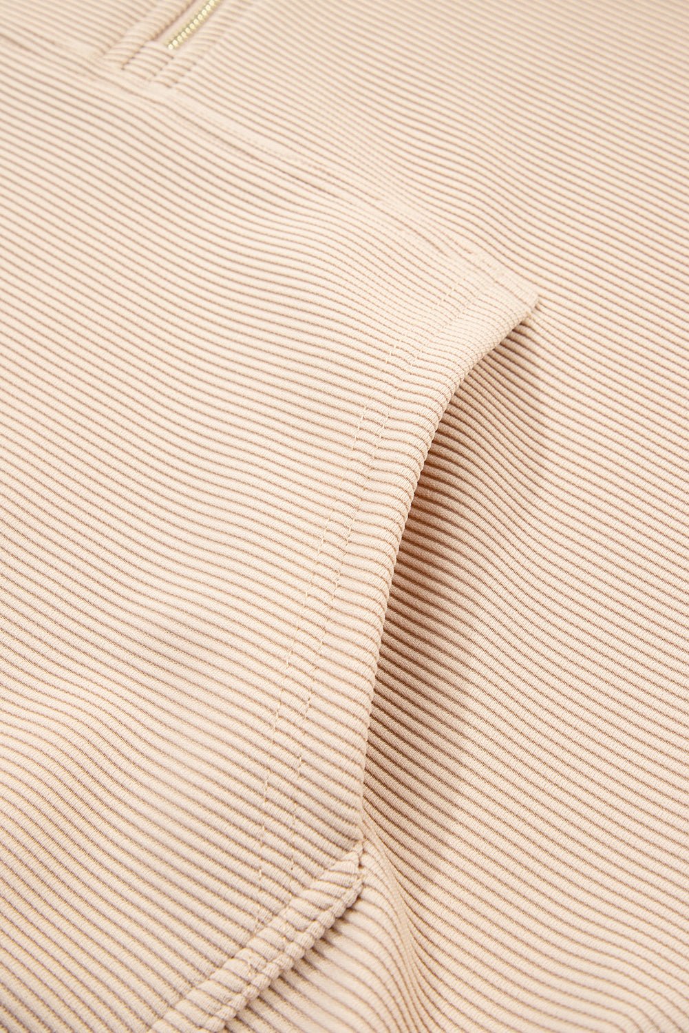 Parchment Textured Half Zip Kangaroo Pocket Top Drawstring Shorts Set - Chaelisa's New Jammies