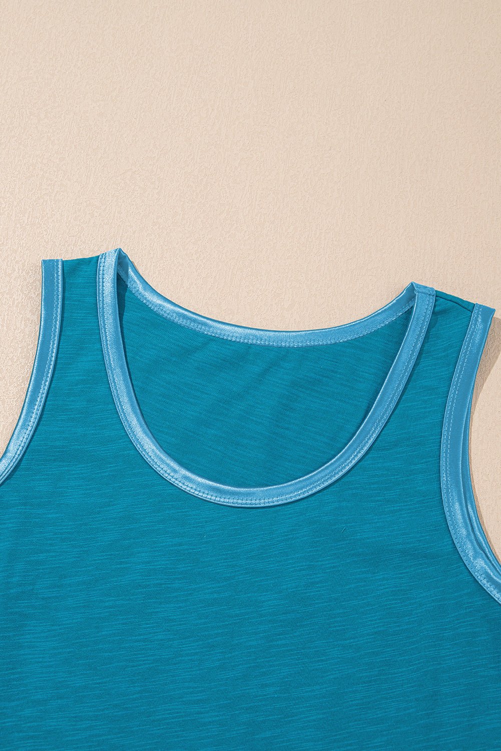 Peacock Blue Metallic Sheen Edge Scoop Neck Tank Top - Chaelisa's New Jammies